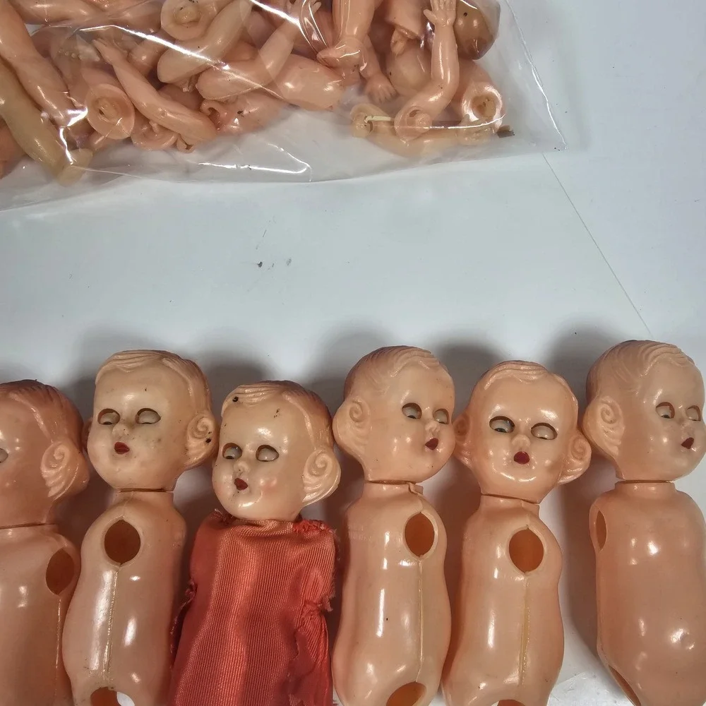 Vintage Hard Plastic Jointed‎ Dollhouse Doll Made in Hong Kong - Sleepy Eyes Lot